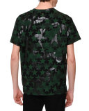 Camo & Star-Print T-Shirt, Green/Black