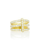 Moderne 18k Three-Row Diamond Ring, Size 6.5