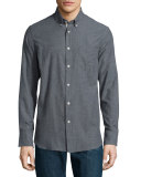 Standard Issue Flannel Button-Down Shirt, Dark Gray