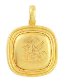 19k Gold Griffin & Palm Livery Button Pendant