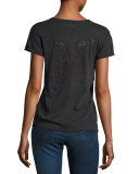 Story Fishnet Butterfly V-Neck Tee, Dark Gray