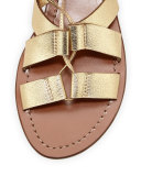 suno metallic lace-up flat sandal, gold
