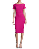 Haley Off-the-Shoulder Banded Jersey Cocktail Dress, Azalea