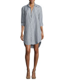 Mary Long-Sleeve Shirtdress, Gray