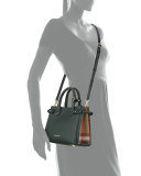 Banner Small House Check Derby Tote Bag, Dark Bottle Green