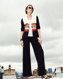 Graphic Sunset One-Button Jacket, Multi, Plus Size  