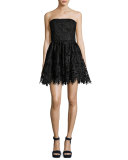 Daisy Strapless Lace Party Dress, Black