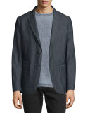 Two-Button Cotton Blazer, Indigo