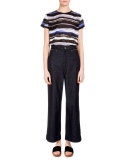 High-Waist Wide-Leg Ankle Pants, Indigo