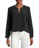 Carita Pin-Dot Silk Shirt, Black