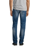 Rocco Distressed Moto Denim Jeans, Blue Misfit 