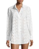Broderie Anglaise Beach Shirt, White