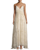 Tunnels of Love Flocked Floral Gown, Antique White