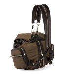 Mini Marti Nylon Backpack, Military Green/Nickel