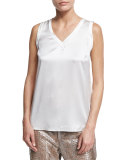 Silk-Blend V-Neck Shell