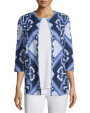 3/4-Sleeve Aztec Pattern Jacket 