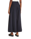 Sera Pleated Twill Culottes, Blue