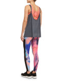 Tuxedo Printed Athletic Leggings, Chemistry/Black Mesh
