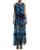 Serena Sleeveless Tiered Maxi Dress, Shadow