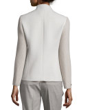 Textured-Sleeve Two-Button Jacket, Stone