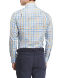 Cape Plaid Long-Sleeve Sport Shirt, Light Blue
