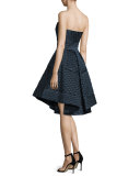 Brocade A-Line Sweetheart Dress, Navy