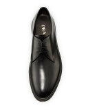 Leather Plain-Toe Derby Shoe, Black