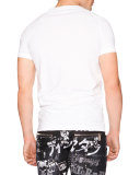 Abstract-Print Short-Sleeve Graphic Tee, White