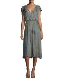 Flash Iridescent Pintucked Midi Dress, Green/Brown