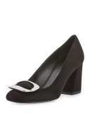 System Buckle Mid-Heel Pump, Black