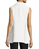 Tiered Three-Button Long Vest, White