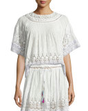 Ina Prairie Lace Top, White