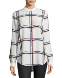 Henri Plaid Silk Blouse, White