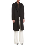 Cashmere Wrap Long Coat, Black