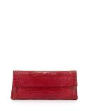 Gotham Crocodile Flap Clutch Bag, Red
