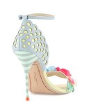 Lilico Floral Ankle-Wrap Sandal, Pearl Blue