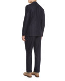 Wide-Pinstripe Wool-Blend Two-Piece Suit, Navy