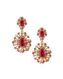 Tiered Crystal Clip-On Drop Earrings, Hot Pink