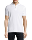 Tonal Textured Piqué Polo Shirt, White