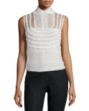 Sleeveless Lace-Bib Blouse