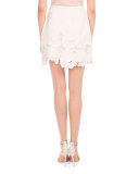 Delft-Embroidered Lace Skirt, Ivory