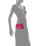 Crocodile Triple-Gusset Mini Crossbody Bag, Pink Matte