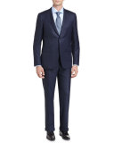 Birdseye Windowpane Super 130s Wool Two-Piece Suit, Navy