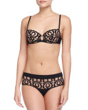 Look Floral-Lace Embroidered Boyshorts, Black