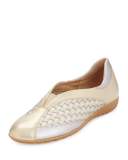 Barabel Woven Leather Slip-On Sneaker, Pale Platino