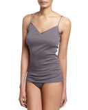 Seamless V-Neck Cotton Camisole, Ebony