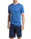 Sergio Short-Sleeve Lounge Shirt and Shorts Set, Blue