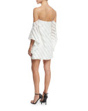 Statice Off-the-Shoulder Striped Mini Dress, White
