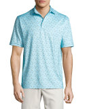 Labrador Tackle-Print Performance Jersey Polo Shirt, Light Blue