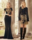 Sequined A-Line Mini Skirt, Caviar